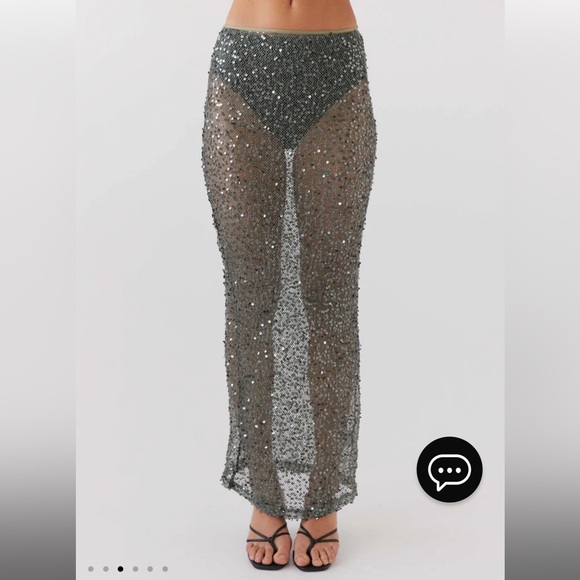 Love Me Harder Sequin Maxi Skirt - Olive Dusk - Picture 2 of 9